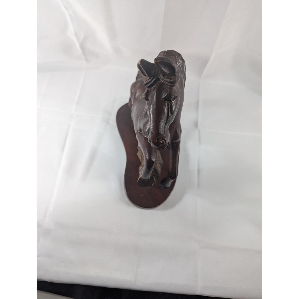 Vintage MCM Carved Wood Stallion Sculpture Art 60s 70s Horse Figure Decor - Picture 5 of 6